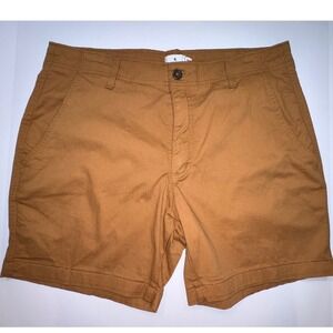 True Craft Men Tan Chino Shorts Size 36W 7 Inch Inseam Cotton Blend Casual